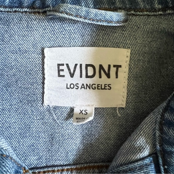 EVIDNT LOS ANGELES MEDIUM WASH DISTRESSED CROPPED DENIM JACKET SIZE XS - Picture 6 of 8